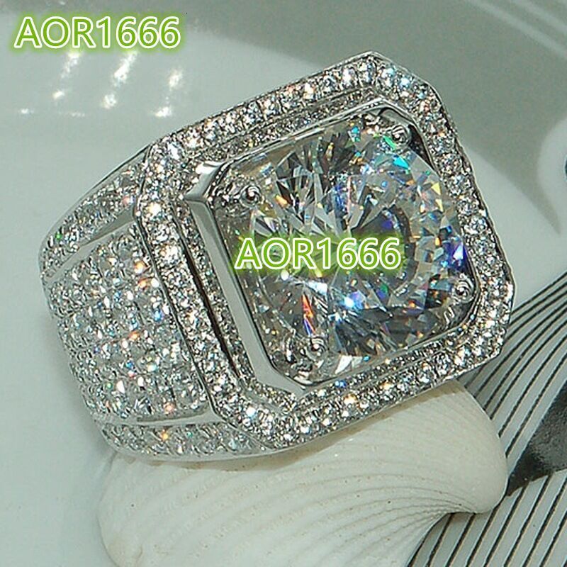 DAIHE Luxury Glaring Square Full Diamond MenS Diamante Ring Popular Jewelry Ring