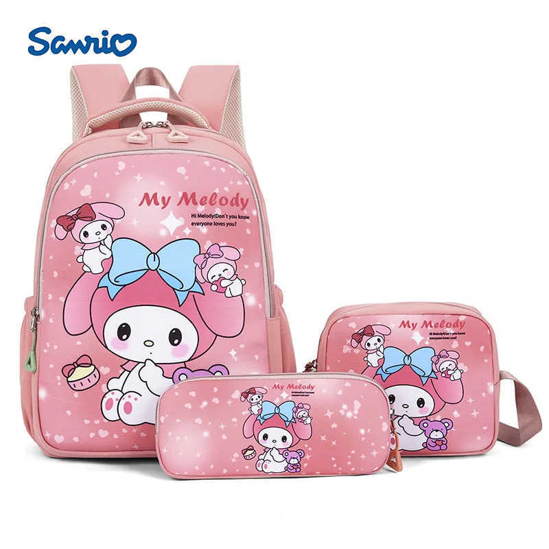Sanrio Cute Hello Kitty Melody Backpack Set for Girls 3 Piece Pupil School Bag Pencil Case for Kindergarten Kids 6 Years Cartoon L250930