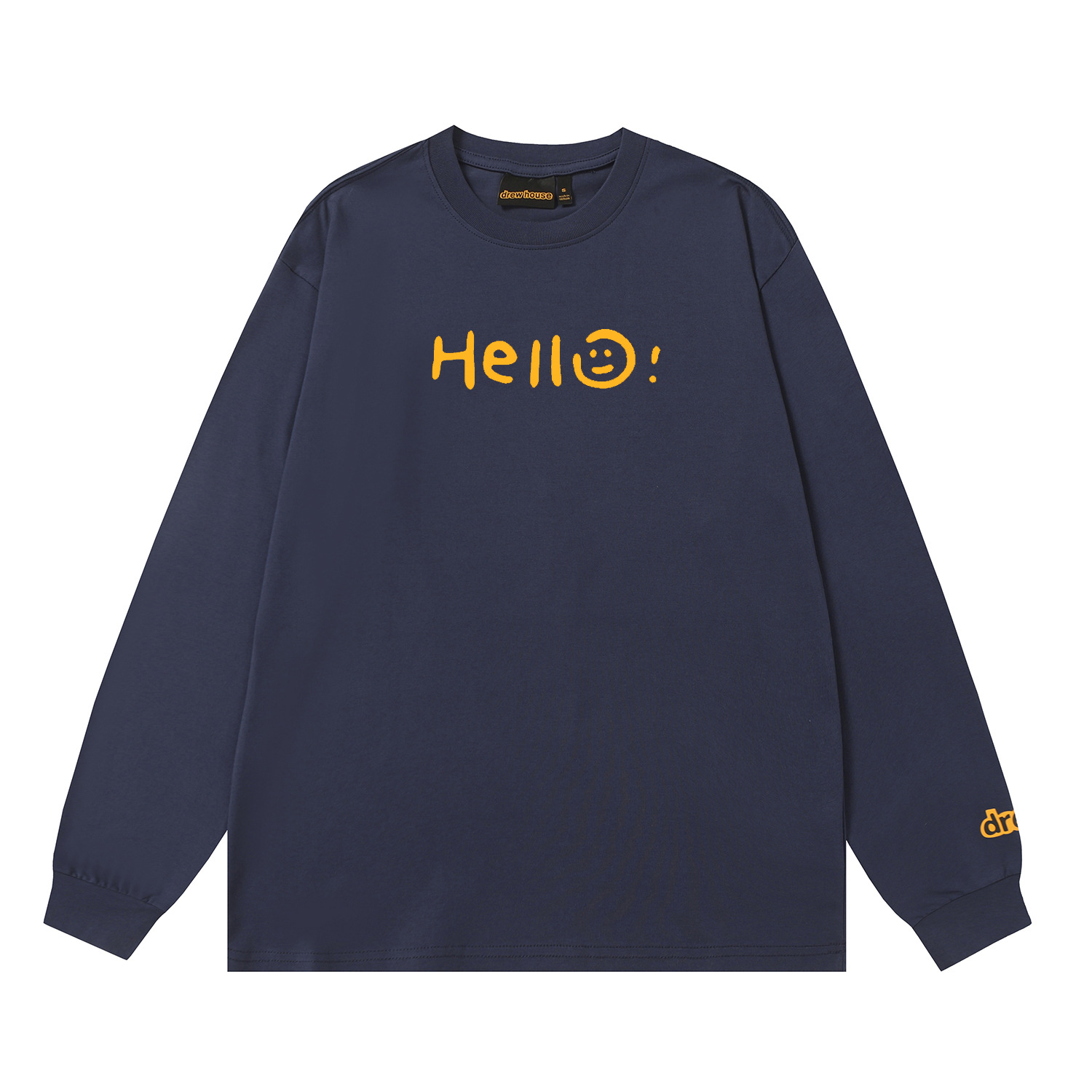Drew House New drew Smiling face hello T Shirt Men's and Women's Long Sleeve Tshirt Designer Luxury