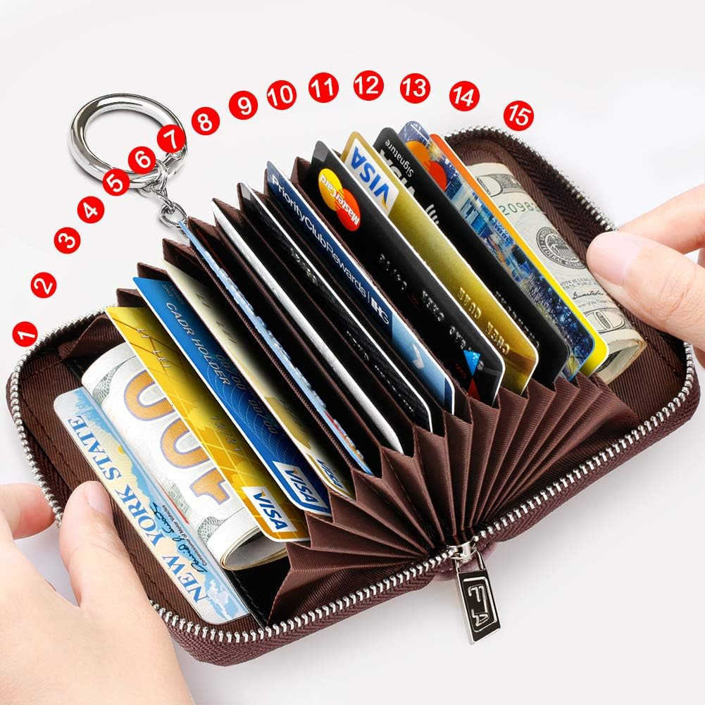 Zipper Wallet Women RFID Blocking CARD Wallet Business Card Holder Compact Size KeyChain WalletZ250911