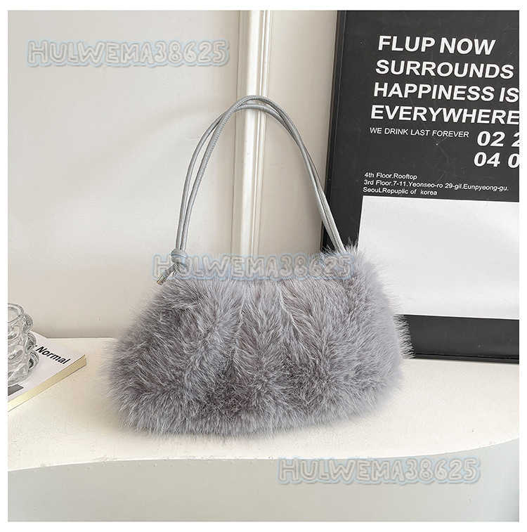 Autumn Winter New Faux Fox Fur Womens Fashion Versatile Underarm Plush Bag Casual Handbag Shoulder Bag Little Style H250902