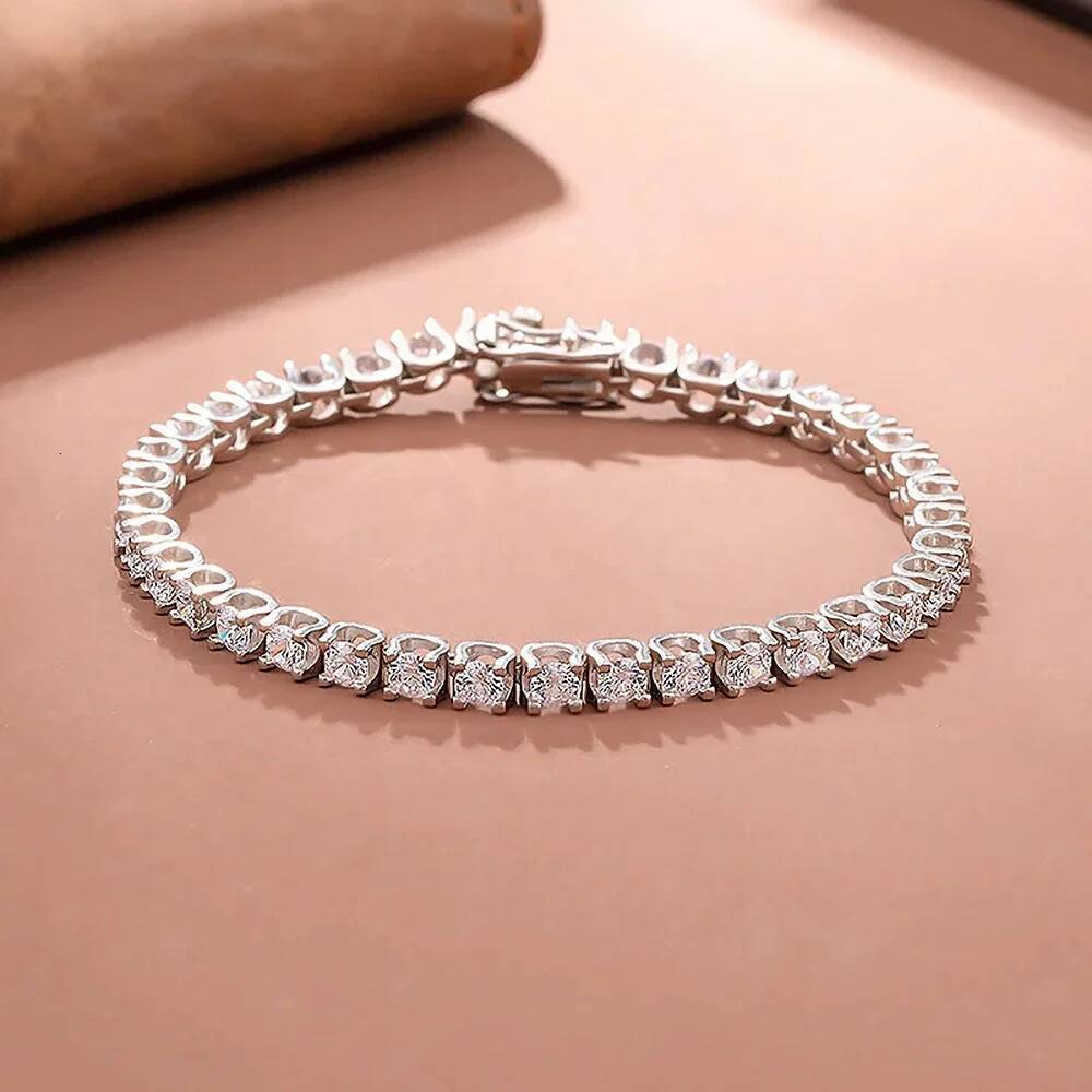 Gra Certified 35mm Full Moissanite Diamond Tennis Bracelet 100 925 Sterling Silver UShape Bullhead Bracelets for Women Men