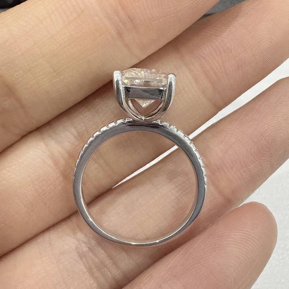1234carat Emerald Cut Full Moissanite Engagement Ring Hidden Halo Diamond Ring with GRA 925 Silver Wedding Band for Women