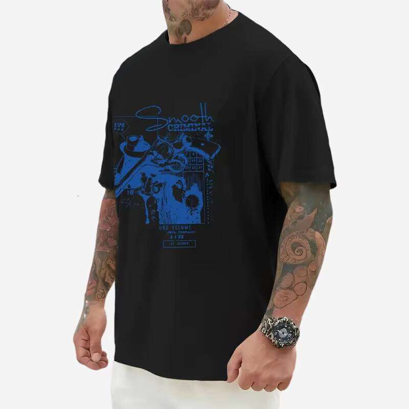 High Quality Clothing Heavyweight 230GSM 100% Cotton Round Neck Short Sleeve Breathable Printed Men's T-Shirt