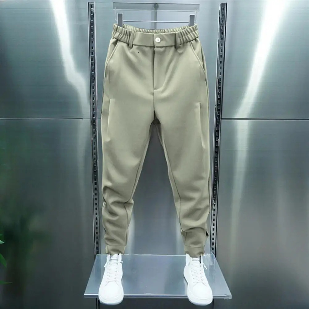 Pleated Trousers Mens Casual Tennis Sports Style Pants with Elastic Waist Golf Clothing for Autumnwinter Button 250902