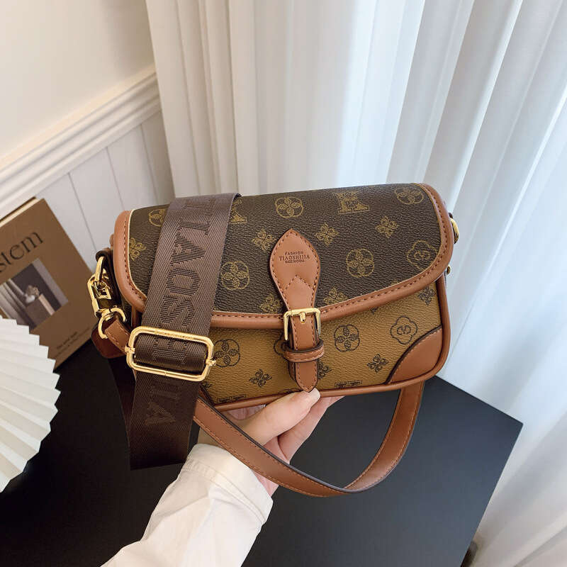 Designer Crossbody Bags Fashion Saddle Bag for Women 2025 New Printed Small Square Light Luxury Shoulder Crossbody Bag