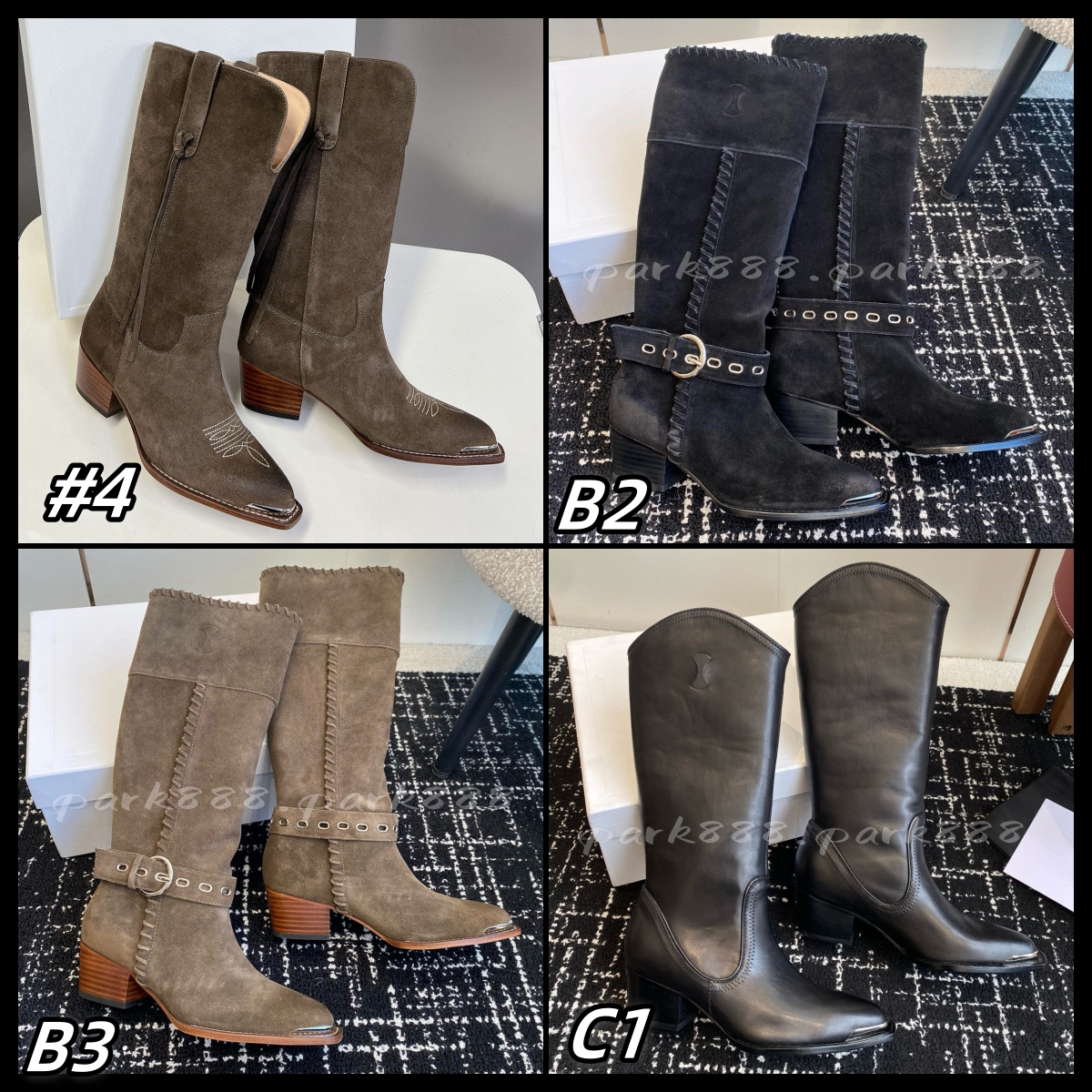 (Order by pic in opt, not by desc) Designers Boot Leather Ankle boots Fashion Winter Classic Womens Shoes Classical Suede mid-heel Boots