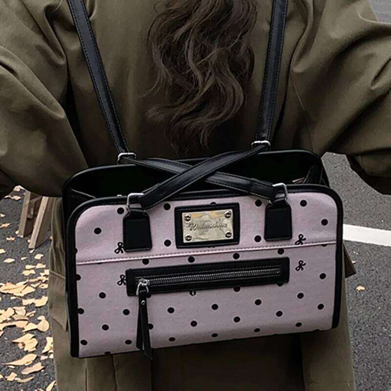 2025 New Korean Style Tote Large Capacity Vintage Shoulder Bag For Schoolgirl Elegant Commuter Backpack Purse