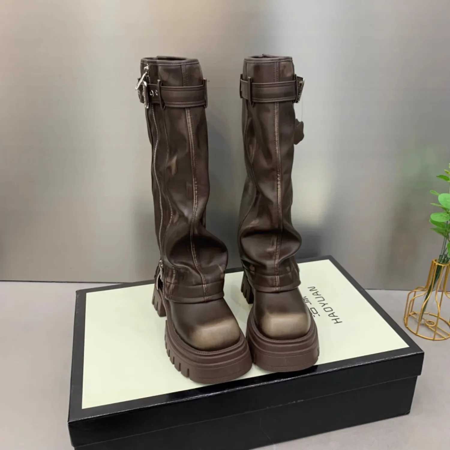 New Autumn Winter Women Flats Heel Women Long Boots High Quality Leather Ladies Knee High Boots W250902