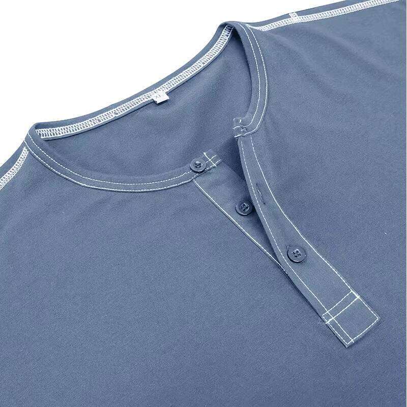 Men's Sports Button Muscle Henry T-Shirt Solid Color Round Neck Knitted Polyester/Cotton Outdoor Commuting