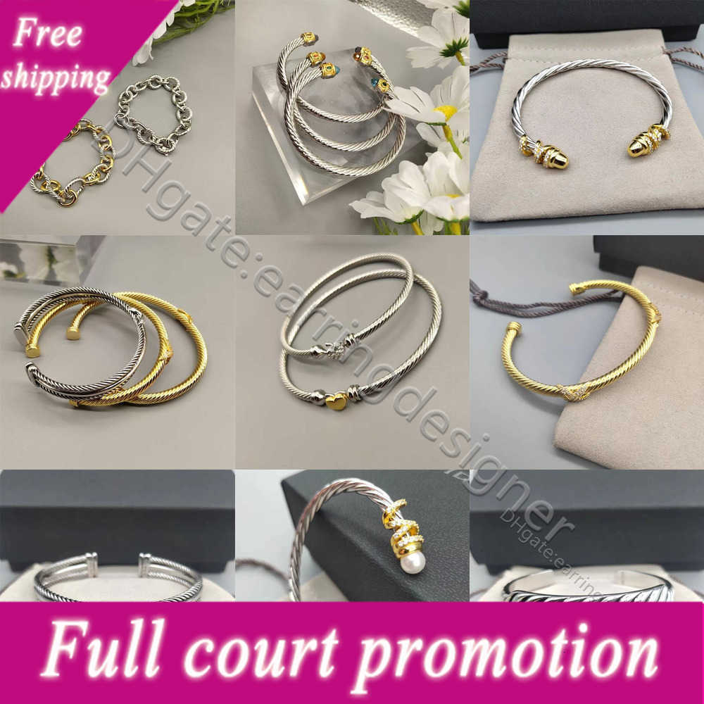 Designer Bracelet Twisted Wire diamond gem Round Bracelets gold Women Fashion 925 sterling silver plated gift free Jewelry shipping Vintage Wrist: 15-20cm
