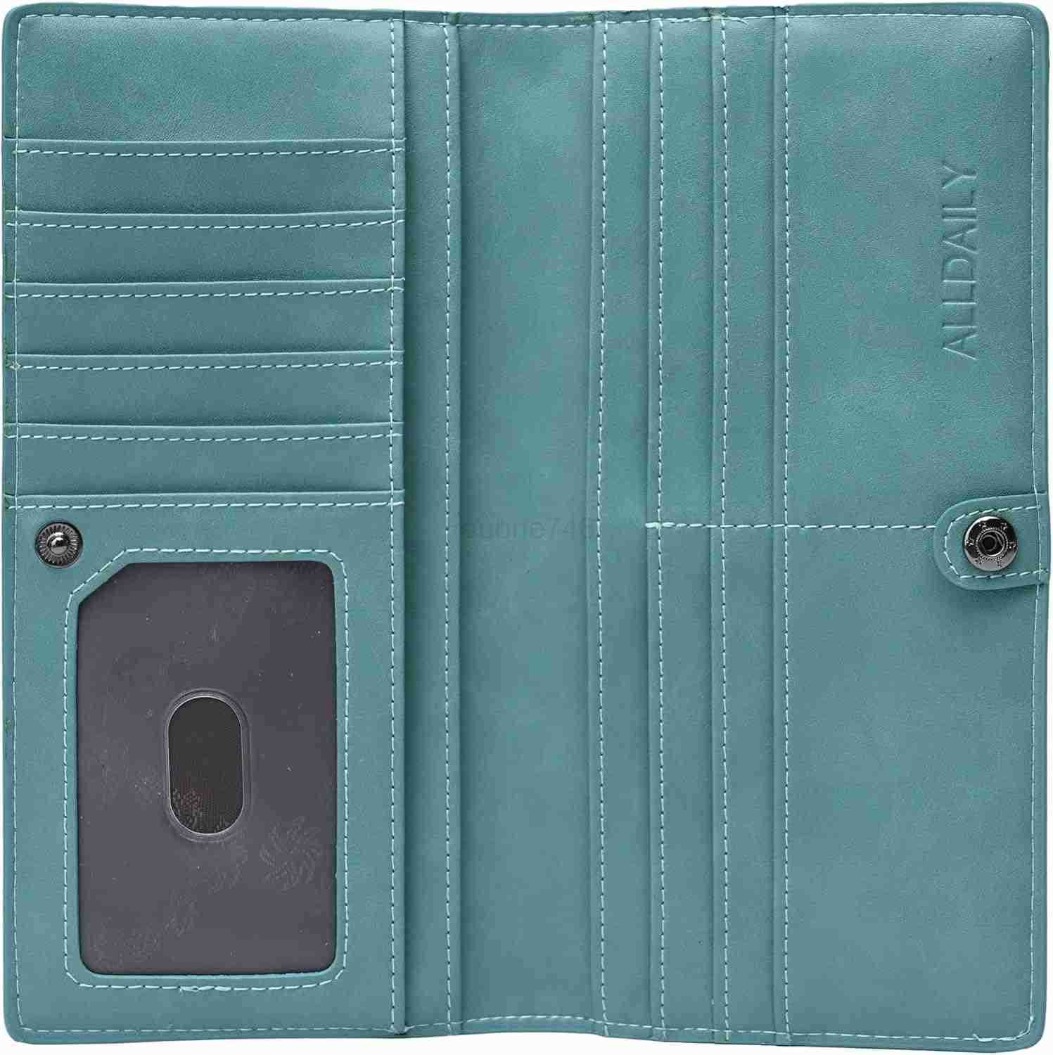 Ultra Slim Thin Women Wallet RFID Blocking CARD Holder Bifold Long Ladies Billfold Purist BlueZ250911