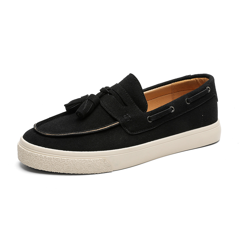 Summer fringed loafers, British casual, simple and comfortable sneakers, men's frosted bean shoes, one-step lazy people, popular men's shoes