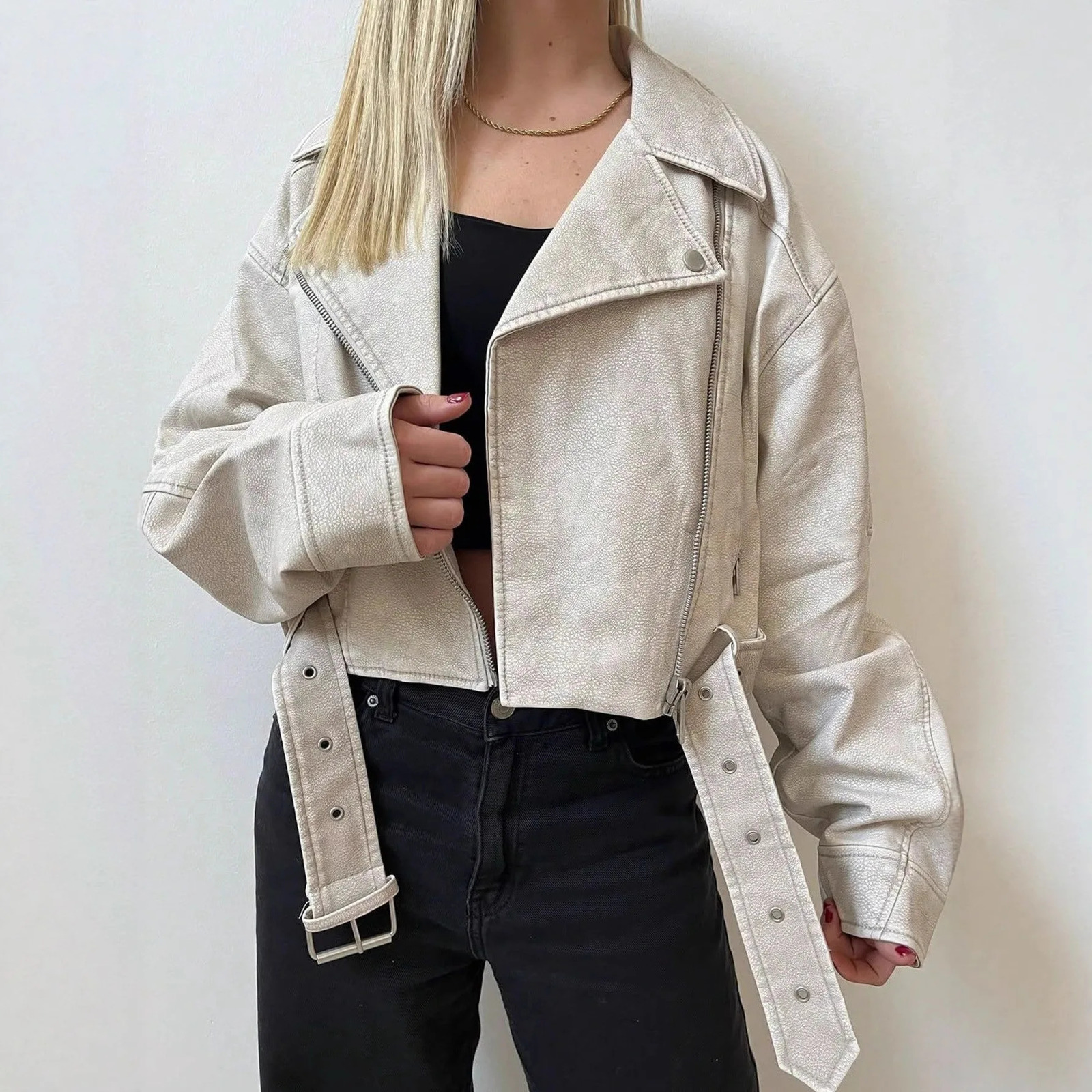 Womens Oversized Leather Jackets Faux Suede Fall Fashion Motorcycle Coats Leather Moto Jacket for Women PU Biker Motorcycle Coat 250902