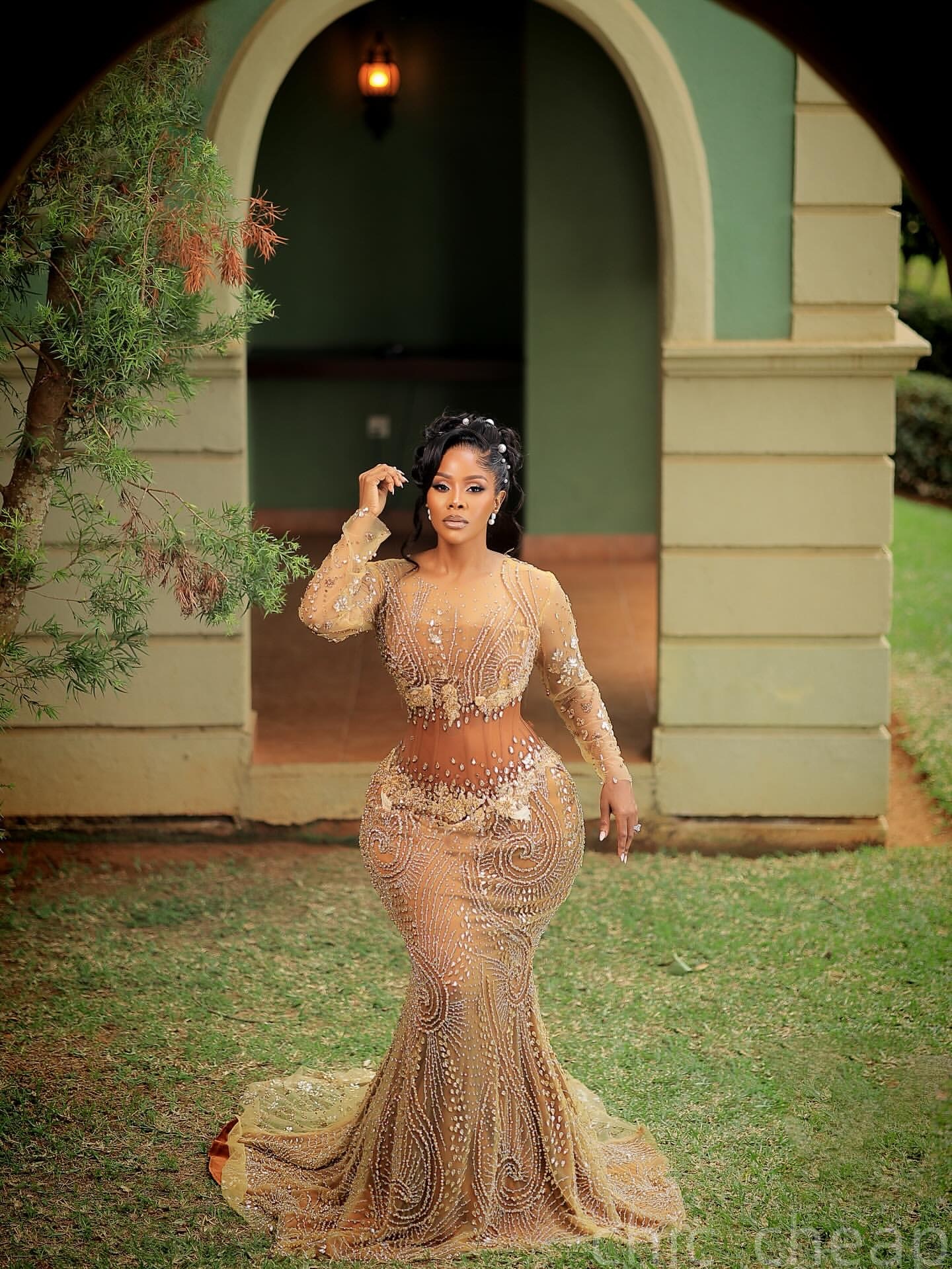Aso Ebi Nude Mermaid Prom Dresses 2025 Illusion Crystals Sequined Evening Formal Party Second Birthday Engagement Gowns Plus Size Dress For Special Oc