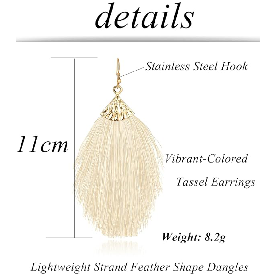 6 Pairs Layered Tassel Statement Earrings Bohemian Multi Colors Long Feather Tiered Thread Tassel Fan Fringe Dangle Drop Earrings Handmade for Women