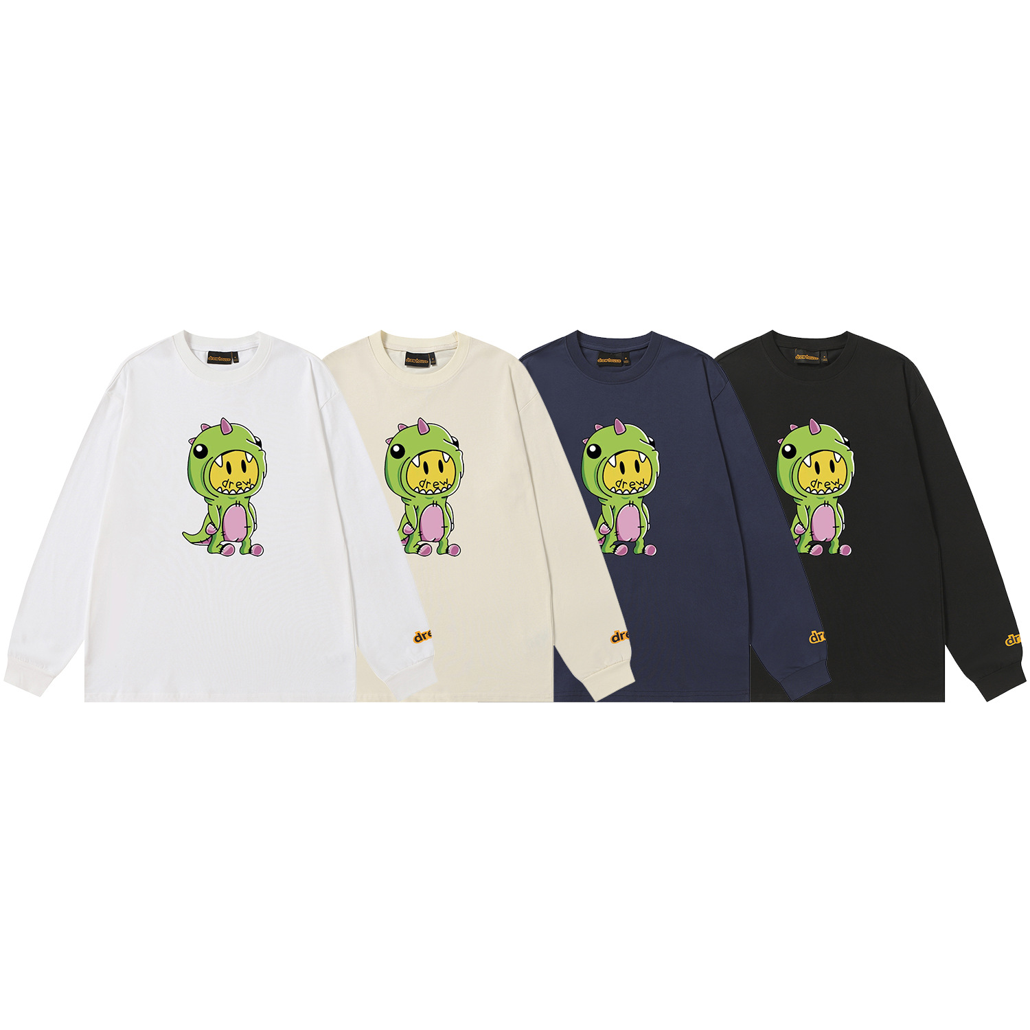 Drew House New drew Little dinosaur T Shirt Men's and Women's Long Sleeve Tshirt Designer Luxury