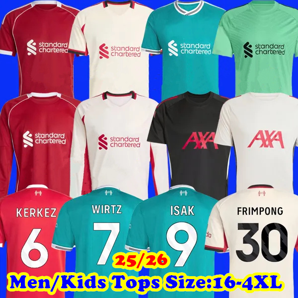 25 26 ISAK Salah Liverpoljersey RedsMohamed SZOBOSZLAI MAC ALLISTER EKITIKE WIRTZ Soccer Jerseys Home Away 3Rd A.BECKER DIOGO J. Women Men Football Shirt Tops 3XL 4XL
