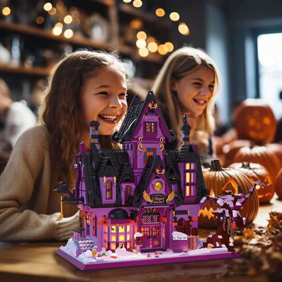 2639PCS Magic Bar Building Blocks Creative City Street View Model MOC Mini Bricks Set With Light Kids DIY Toys Halloween Gifts G250902