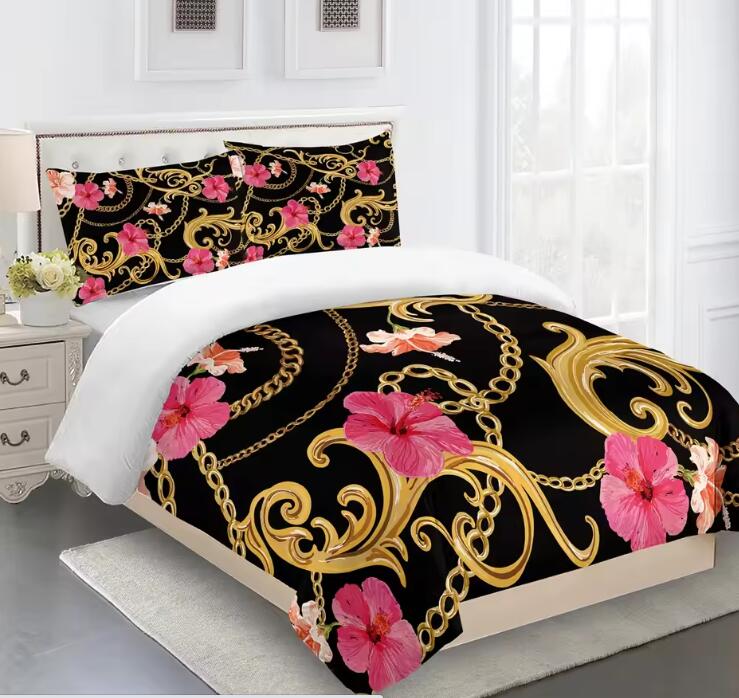 Luxury Black Gold 3Pcs Geometric Kids Twin Queen King Full Size Duvet Cover Bedding Linen Set 2 Seater Bedspread 250806