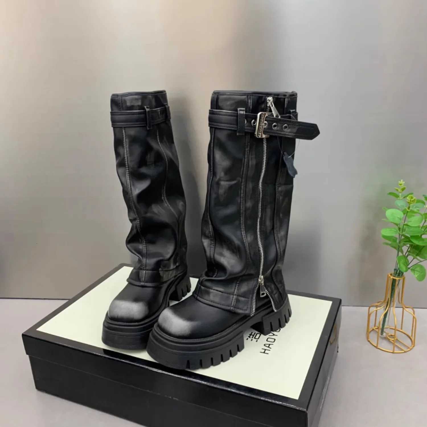 New Autumn Winter Women Flats Heel Women Long Boots High Quality Leather Ladies Knee High Boots W250902