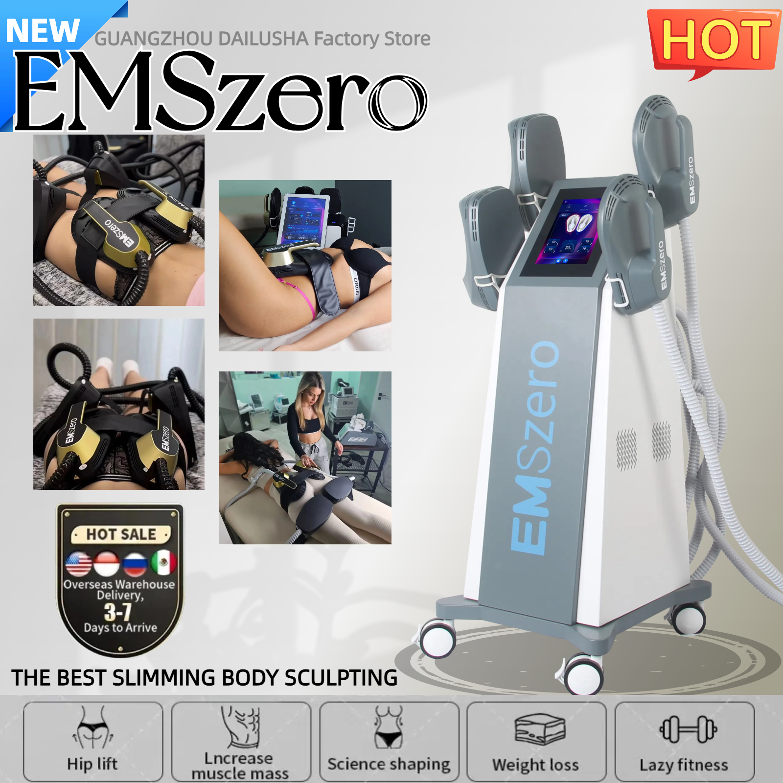 EMSzero MYOslim Ems Sculpting Electro Magnetic Stimulation Body Sculpting And Muscle Building RF 4 Handles Slimming Machine Painless And Non-traumatic