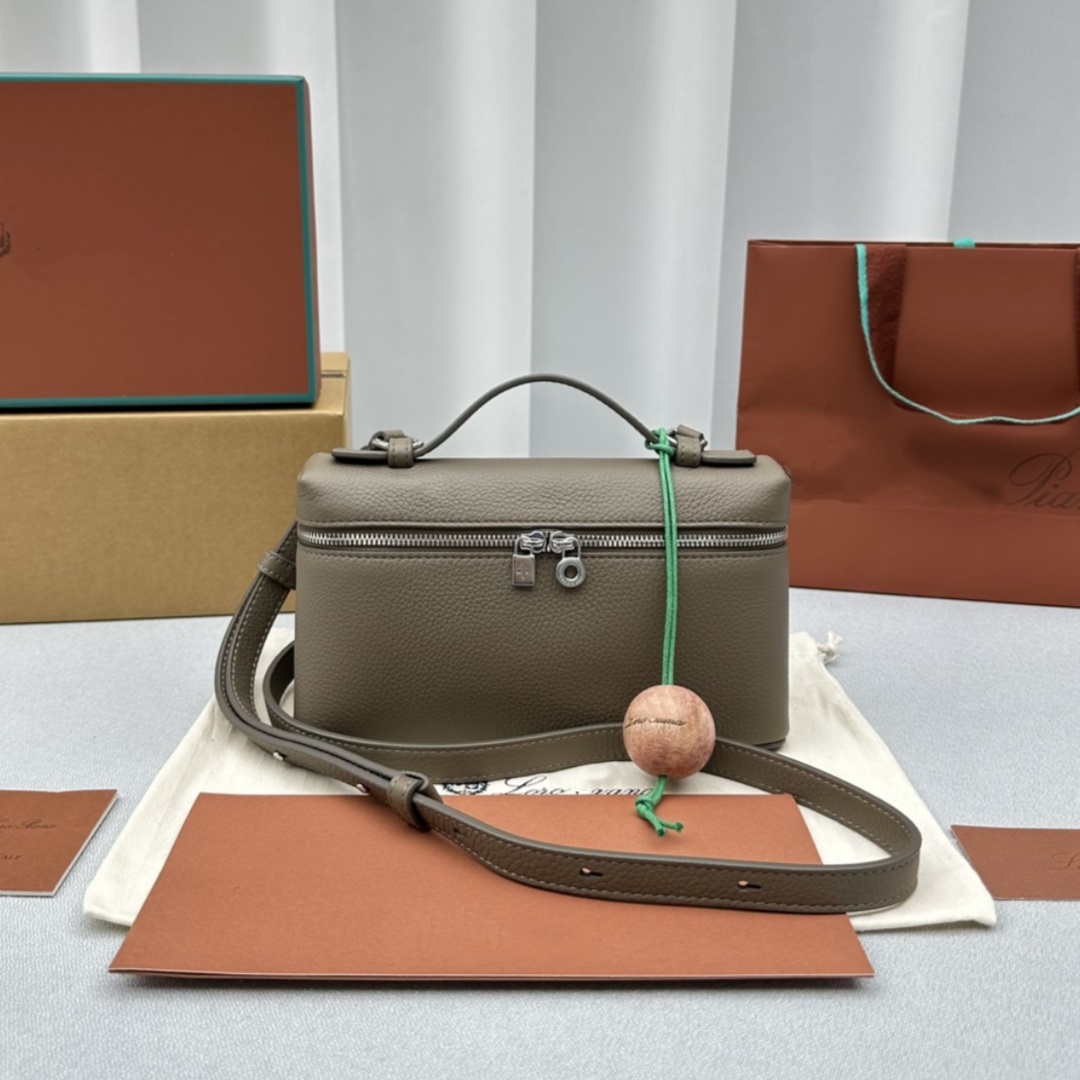 loropianowomens bag designer lunch bag pouch tote top l19 womens shoulder extra pocket leather double zipper oblique makeup ostrich loro pianaly loropianna lp VDPE