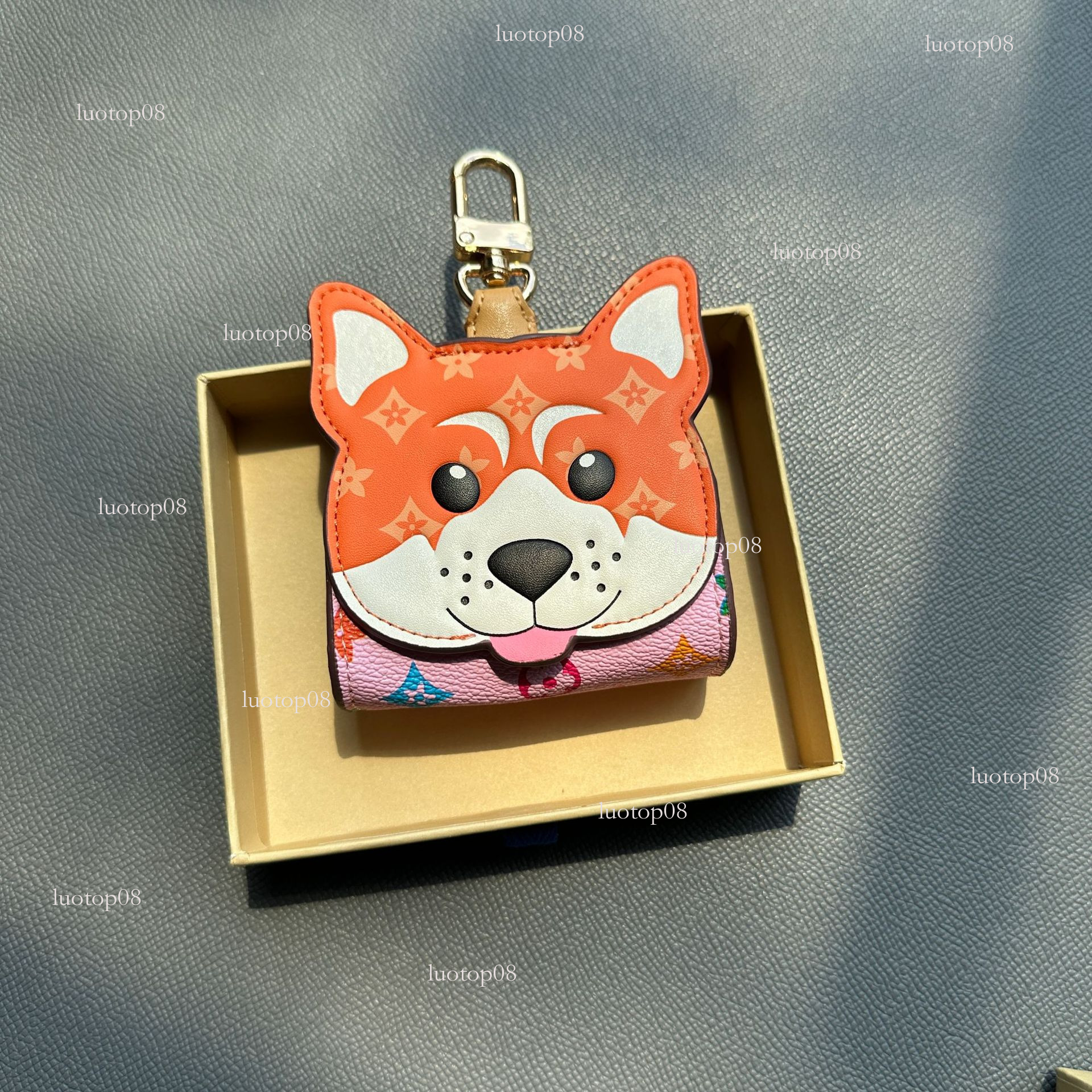 Fashion style new style Imitation leather cheek support mini bear french bulldog Cute dog earphone case lipstick bag keychain Luxurys designer