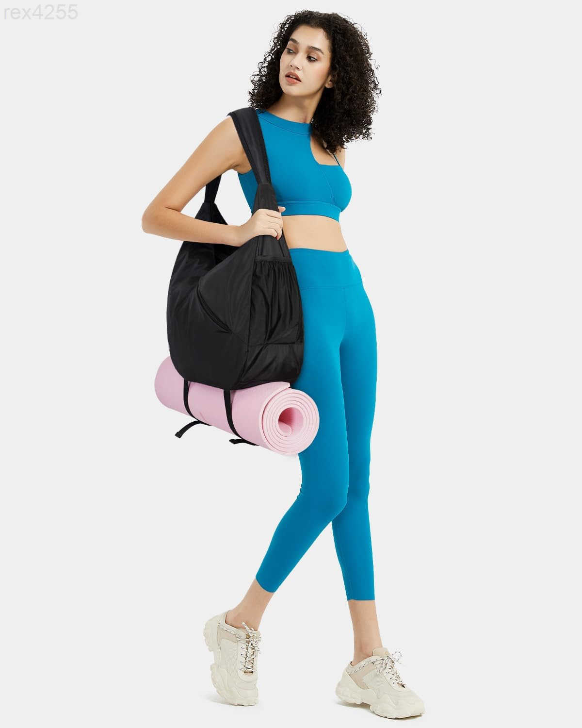 Large Gym Bag for Women Sports Duffel Bag with Hidden Yoga Mat Holder Shoe Compartment Workout Dance Tote Bag with Wet Pocket Overnight Weekender Bag 