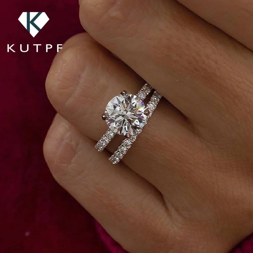 Full Moissanite Bridal Rings Set with Gra Certificate D Color Diamond Engagement Ring 925 Sterling Silver Wedding Band for Women