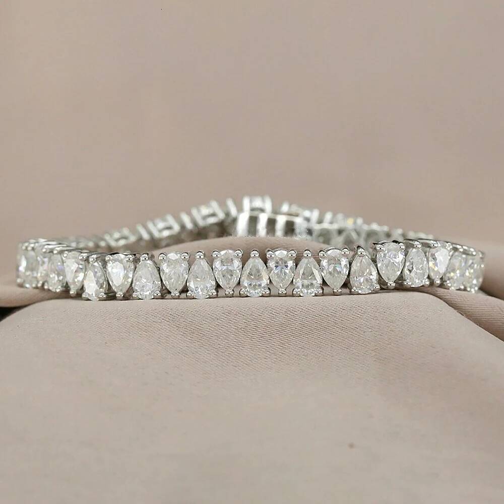 035caratWaterdrop Moissanite Tennis Bracelet For Women S925 Silver Pear cut Lab Diamond Engagement Bracelets With Certificate