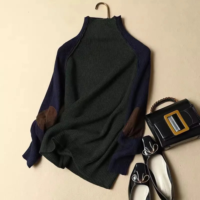 Sweater Women Half Turtleneck Thicken Pullover Knitted Sweaters Warm Knitwear Female Jumper Winter Casual Top 250902