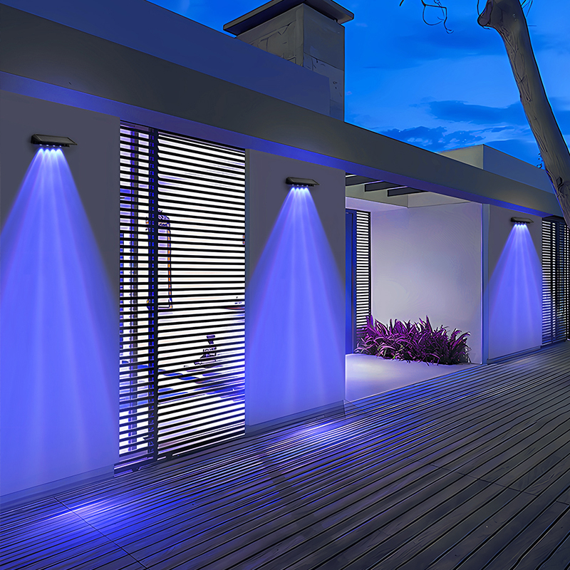 Solar powered step lights, outdoor courtyard decorative lights, wall lights, automatic on/off night lights, terrace waterproof railing lights