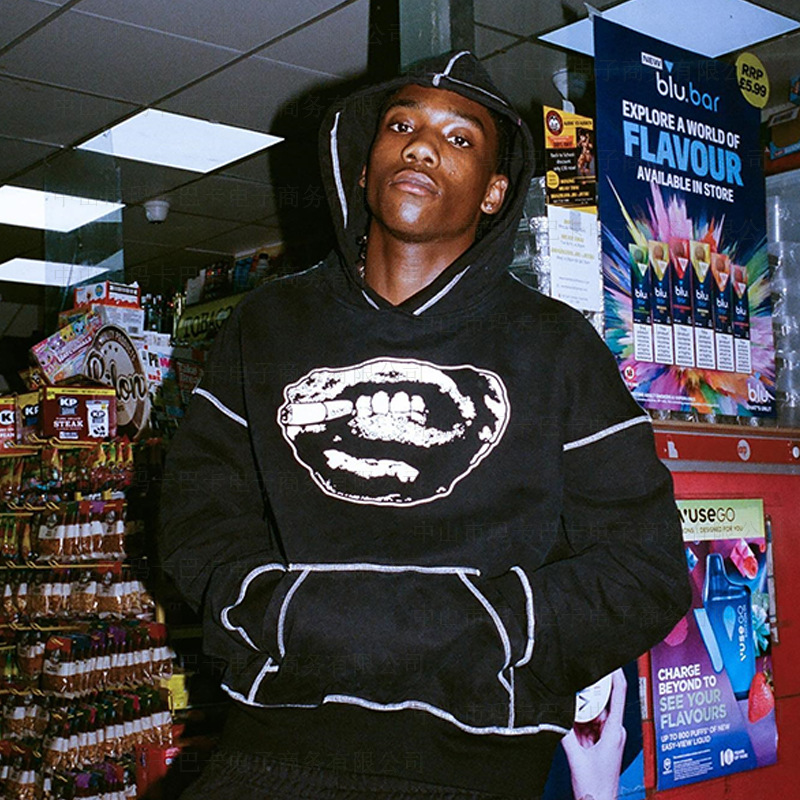 Men's Hoodies Hip-hop Fashion Trend Men Clothing Set Punk High Street American Embroidered Pullovers Gothic Harajuku Casual Sportswear