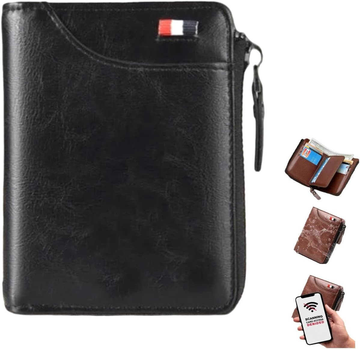 New MultiFunctional RFID Blocking Waterproof Durable PU Leather Wallet Large Capacity Zipper Wallets for Men Holds 114 Cards Soft Slim Genuine Leather