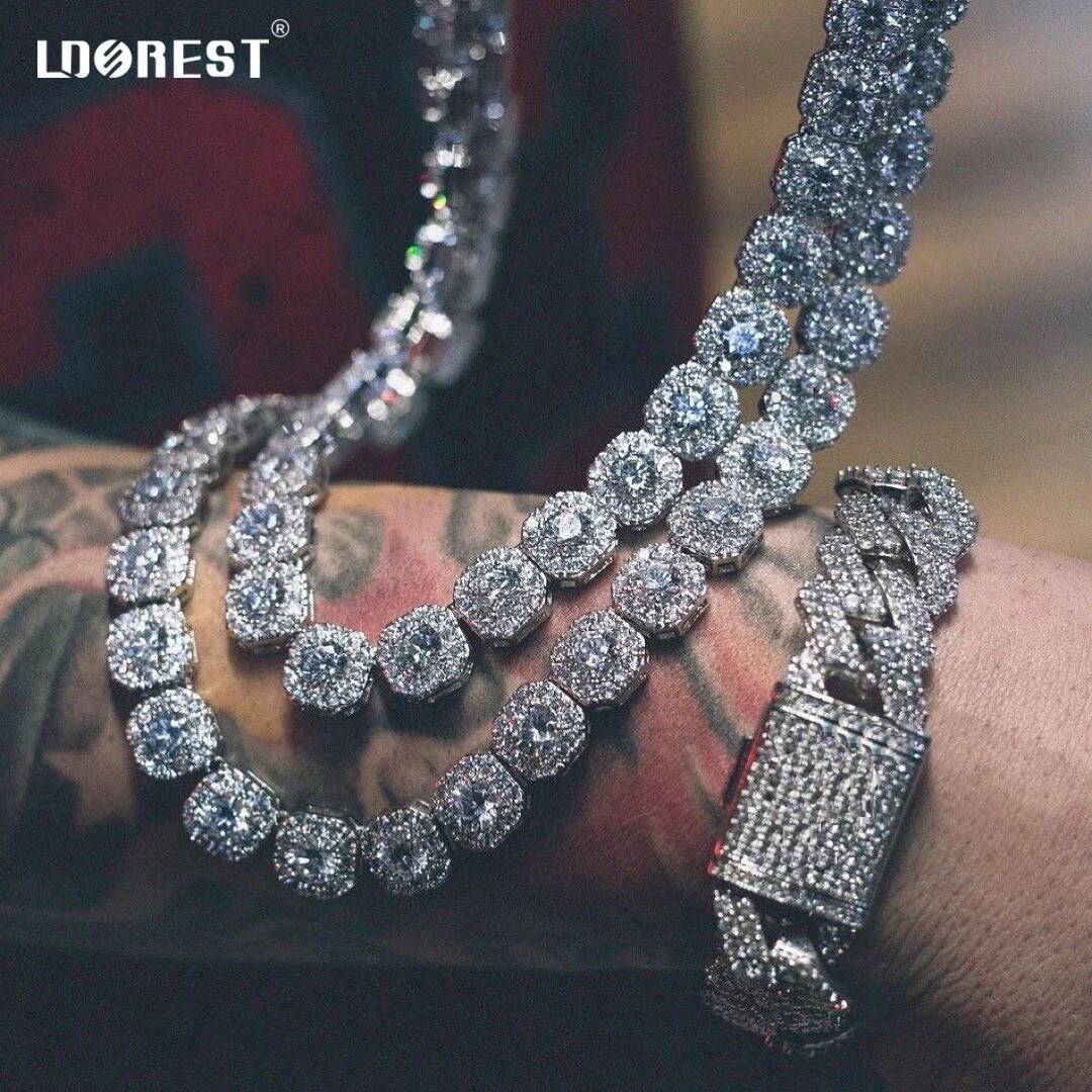 Men Women Bling 13mm Square Cuban Link Chain Necklace Iced Out Micro Pave Crystal Tennis Chain Choker Necklaces Fashion Jewelry