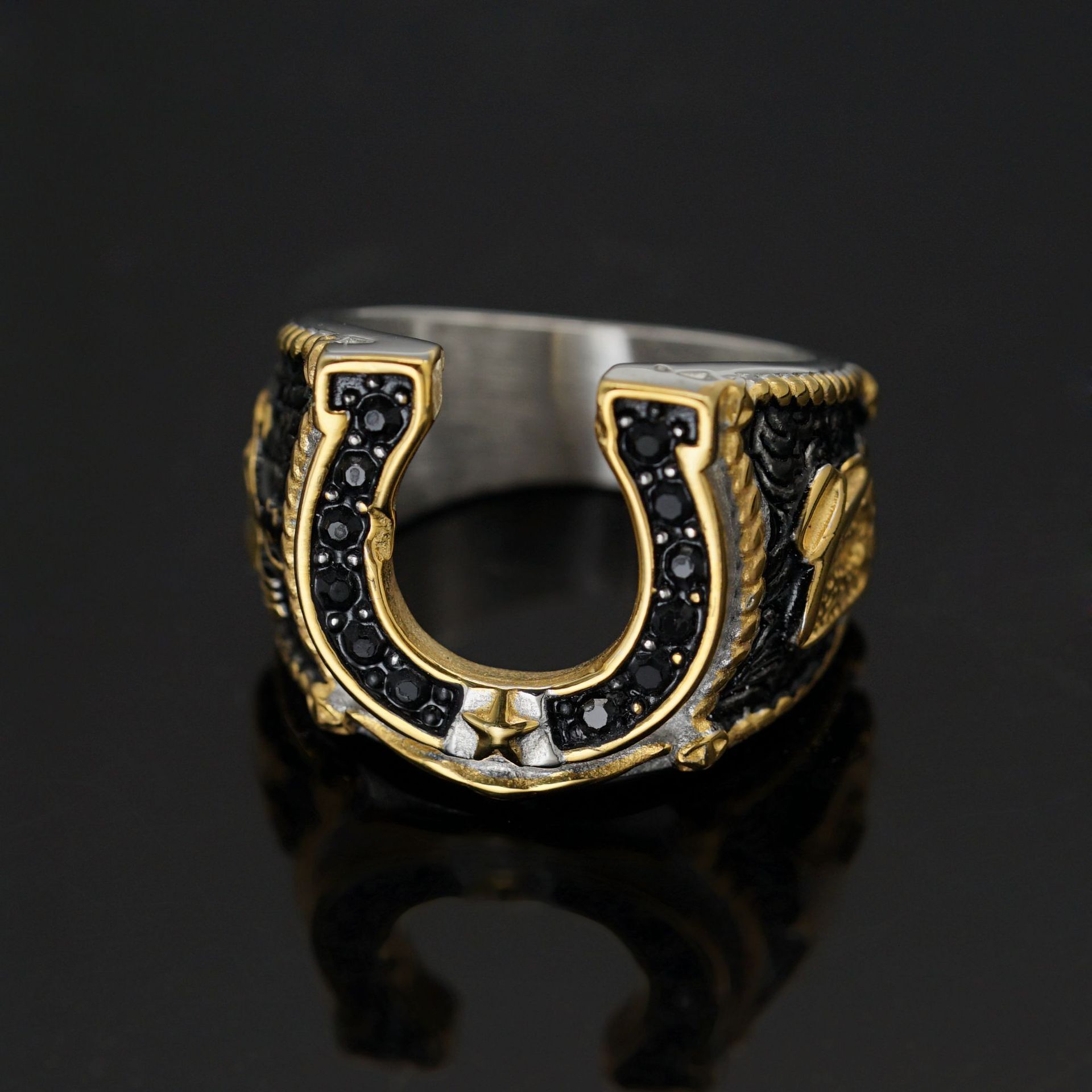 Luxury Brand Designer Jewelry Wish American Western Spirit Horseshoe Ring 316 Stainless Steel Cowboy Boots Gold And Silver Two-Tone Pointed Diamond Dy
