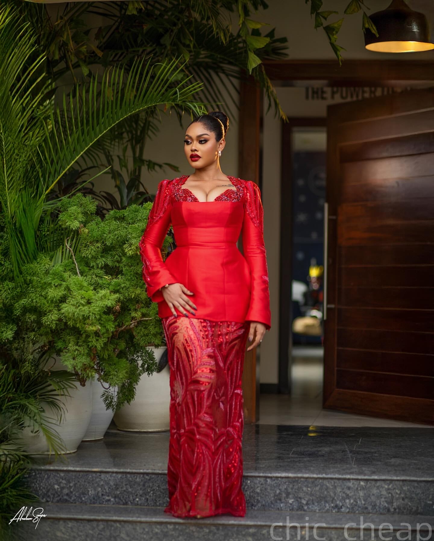 Aso Ebi Red Straight Prom Dresses 2025 Lace Crystals Full Sleeves Evening Formal Party Second Birthday Engagement Gowns Plus Size Dress For Special Oc