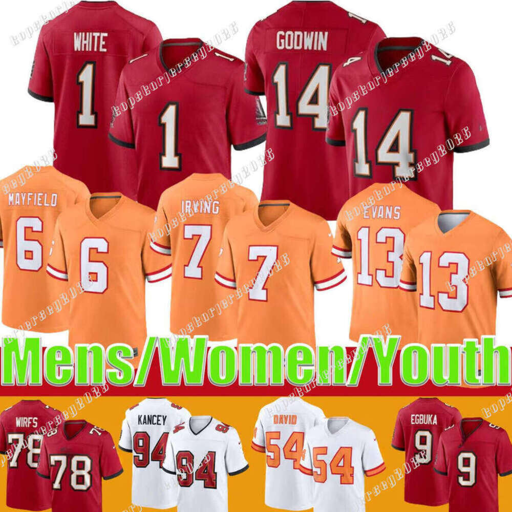 #6 Baker Mayfield Football Jersey #13 Mike Evans Tom Brady Chris Godwin Lavonte David Vita Vea Bucky Irving Reddick Calijah Kancey Rob Gronkowski Emeka Egbuka jerseys
