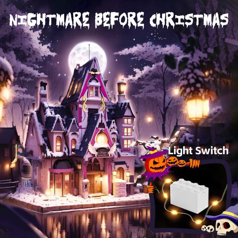 2639PCS Magic Bar Building Blocks Creative City Street View Model MOC Mini Bricks Set With Light Kids DIY Toys Halloween Gifts G250902