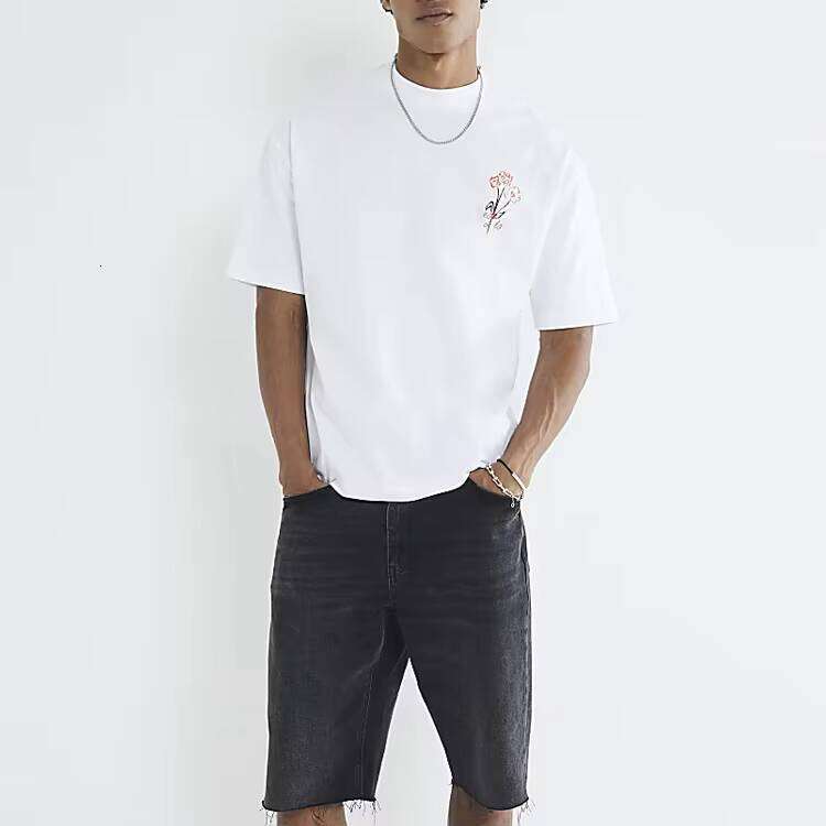 Heavyweight 100% Cotton Seven-Point T-Shirt Men's Casual Style Summer Hip-Hop Graphic Print Square Fit Blank Design