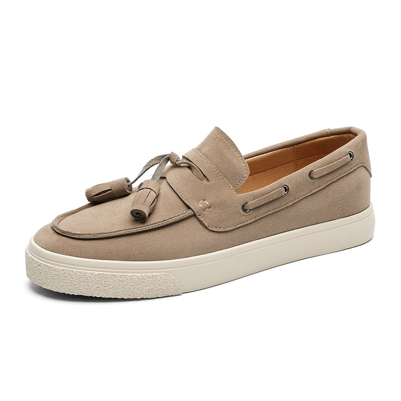 Summer fringed loafers, British casual, simple and comfortable sneakers, men's frosted bean shoes, one-step lazy people, popular men's shoes