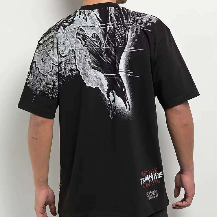 Men's Loose Fit Graphic T-Shirt 100% Cotton Heavyweight 260g Drop Shoulder Oversized Mock Collar Hip Hop Formal