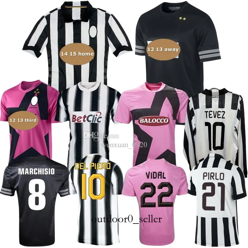 2011 2012 2013 Del Piero Retro Soccer Jerseys VIDAL 14 15 PIRLO POGBA Vidal Pirlo Classic TEVEZ CHIELLINI Vintage Football Shirt MARCHISIO
