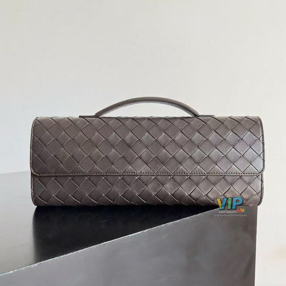 12A Premium Clutch Evening Bag Hand-woven bags Crochet Weave Calfskin Handbag Genuine leather Women lady bag Designer bag Lock Long style 741511