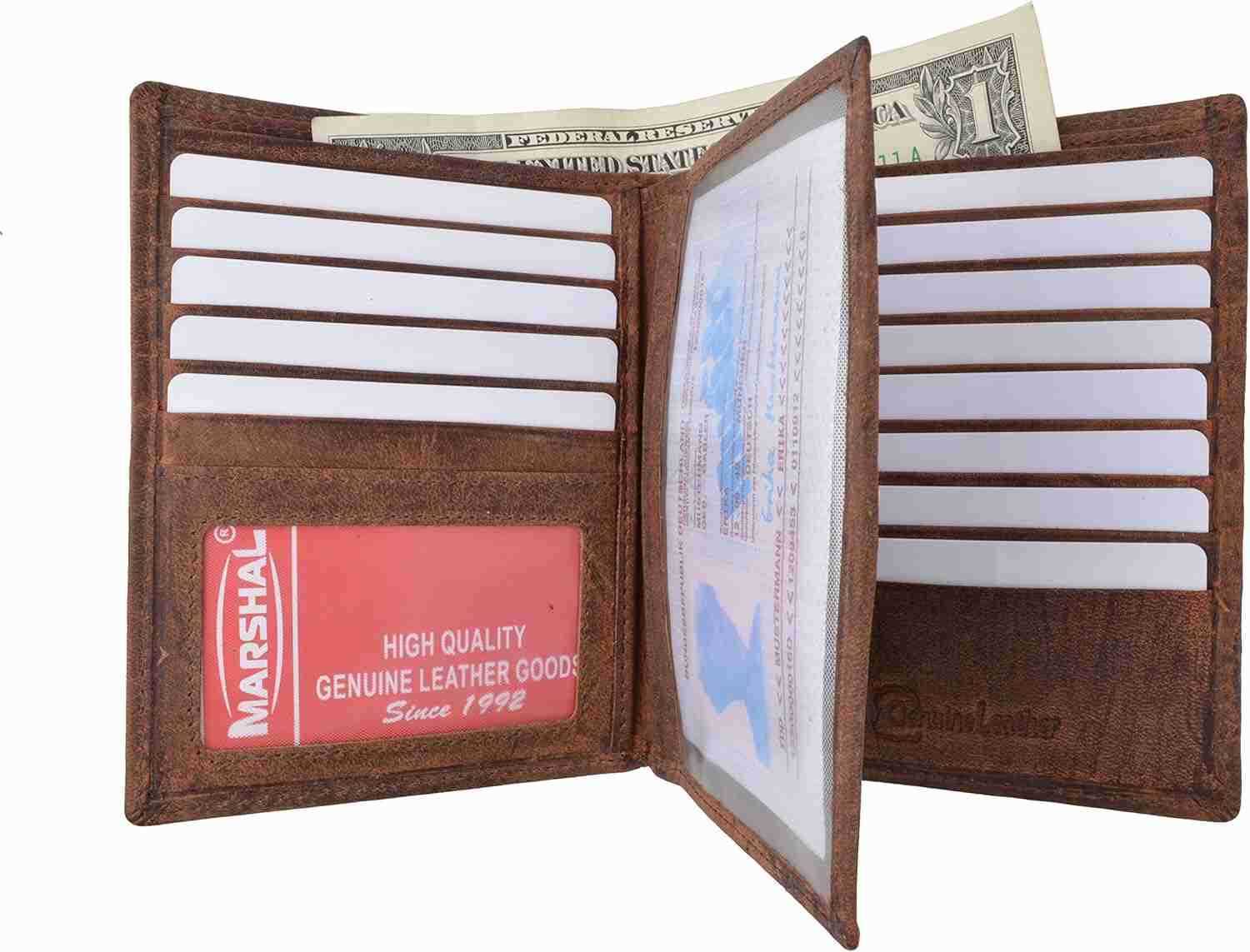 Bifold Leather RFID Blocking Wallet For Men Women Genuine Leather Holder With 20 Slots 2 Bill Compartments ID Window Hipster wallet Money Drivers Lice
