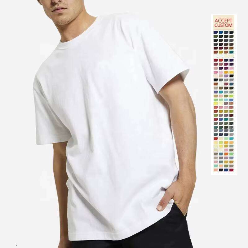 100% Cotton 230GSM Breathable Comfortable Collar Casual Short Sleeve Men's T-Shirt High-Quality Knitted Blank