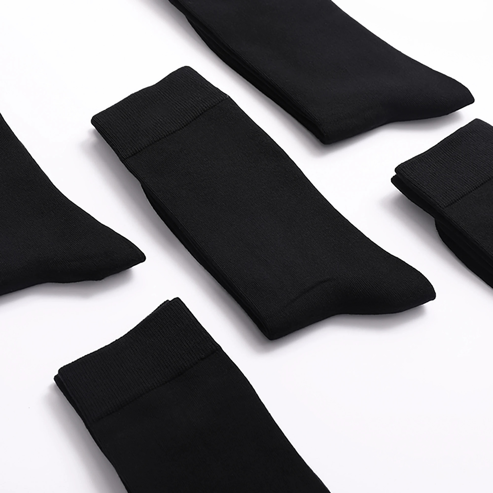 6 Pairs Mens Dress Socks Black Plus Size High Quality Combed Cotton Crew Socks Black Cool Breathable Casual Socks for men 250902
