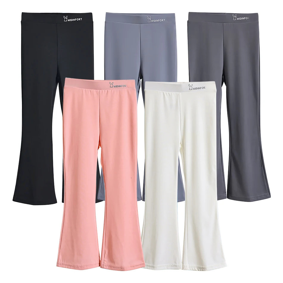 Childrens Fashion Solid color Ice Silk Micro Flared Pants for Girls Breathable Summer Leggings Yoga n Kids 250901