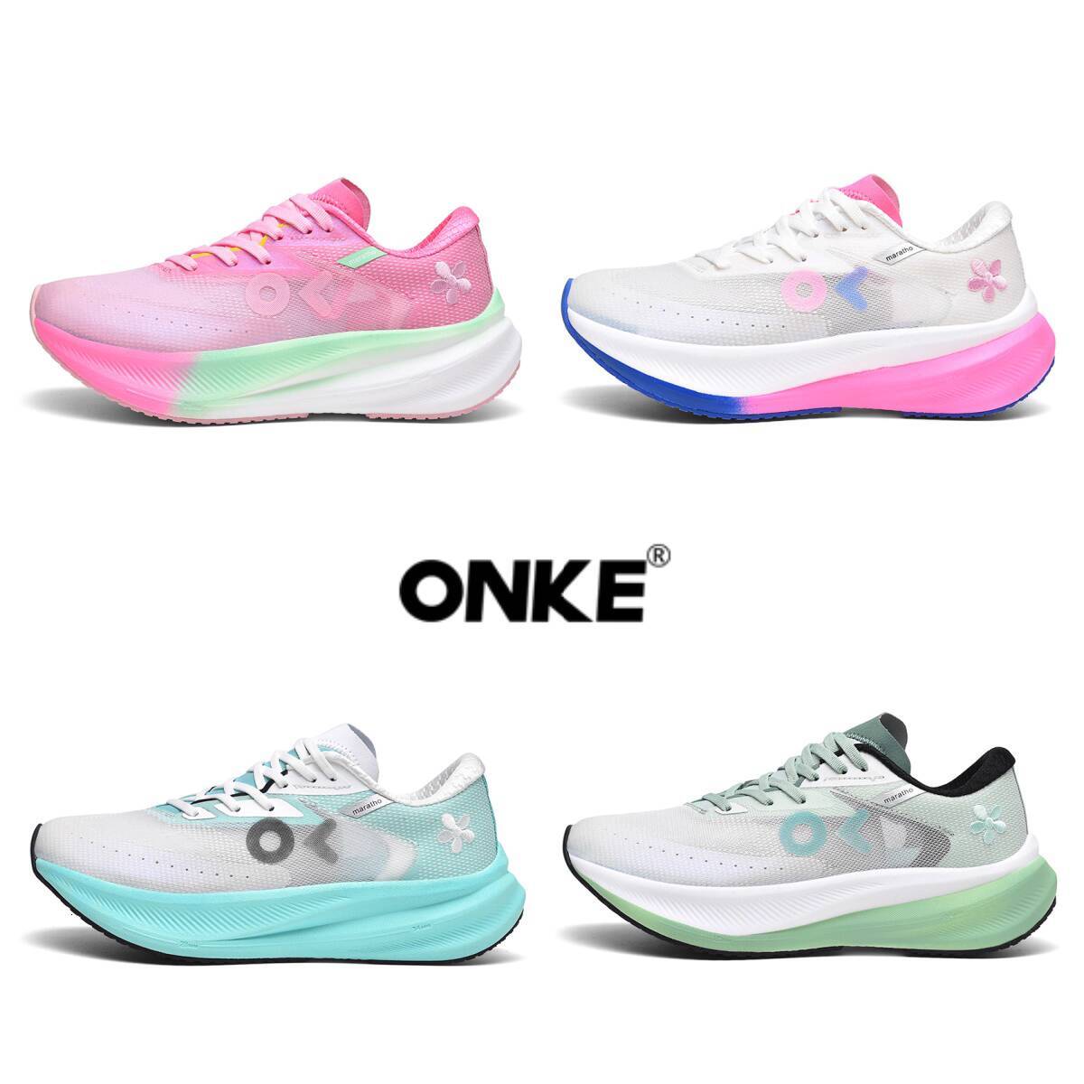 ONKE Autumn Breathable Mesh Shock Absorption Lightweight Sports Men Thin Ultra-light Carbon Plate Women's Running Shoes
